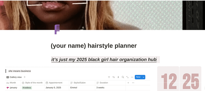 2025 Hairstyles Planner Notion Template product image (2)