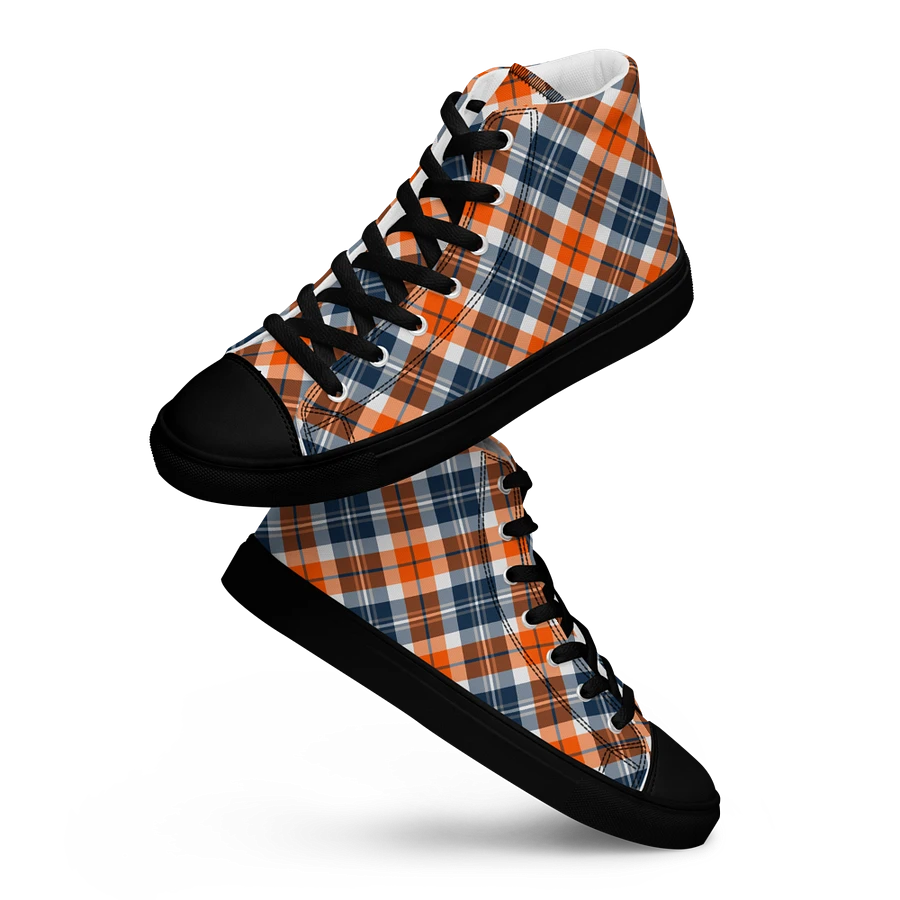 Orange and Blue Sporty Plaid Men's High Top Shoes product image (13)