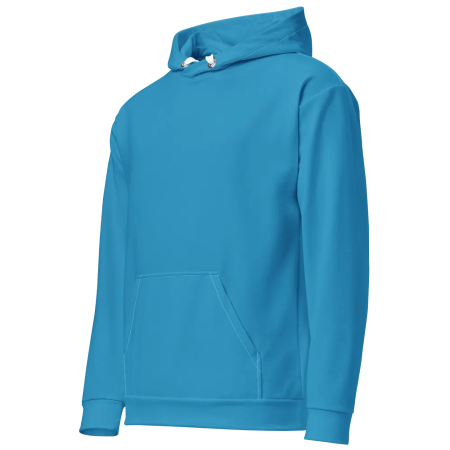 Plain Medium Blue Light Summer Unisex Recycled Polyester Heavyweight Premium Hoodie by Treasure Pie product image (3)