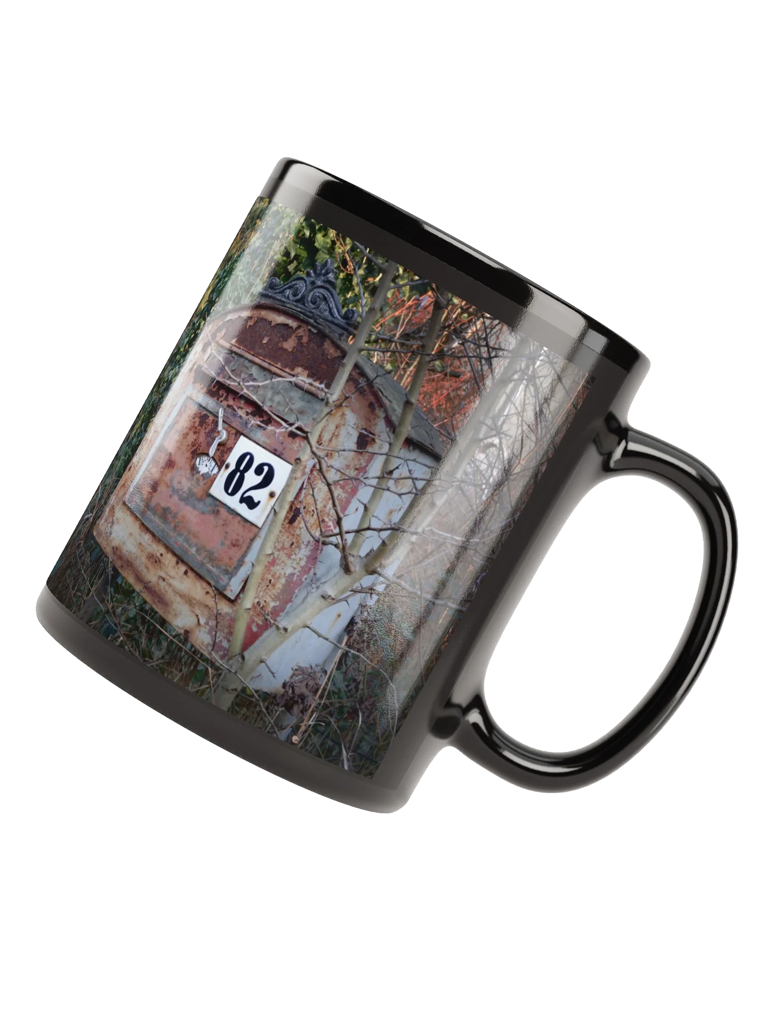 Keramiktasse schwarz - Rostiger Briefkasten product image (4)