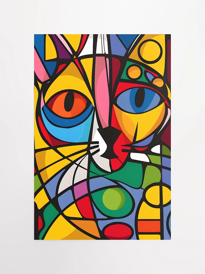 Kaleidoscopic Vision: Colorful Geometric Abstract Cat Matte Poster product image (2)