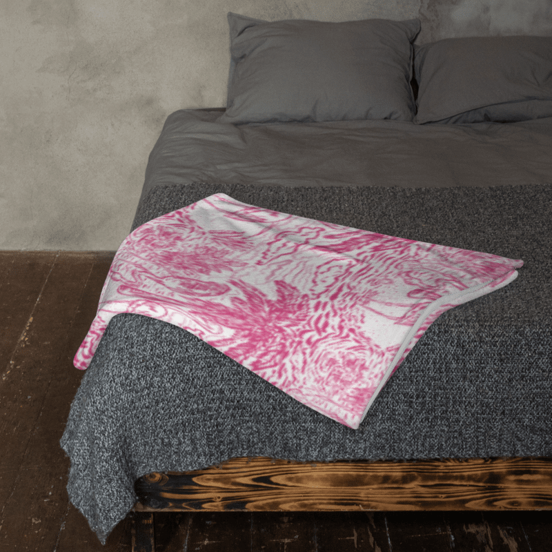 Flamingo Fancy Toile Throw Blanket | Pink on White Tropical Toile with Cheeky Flamingos | by Monique Faella Designs™ product image (9)