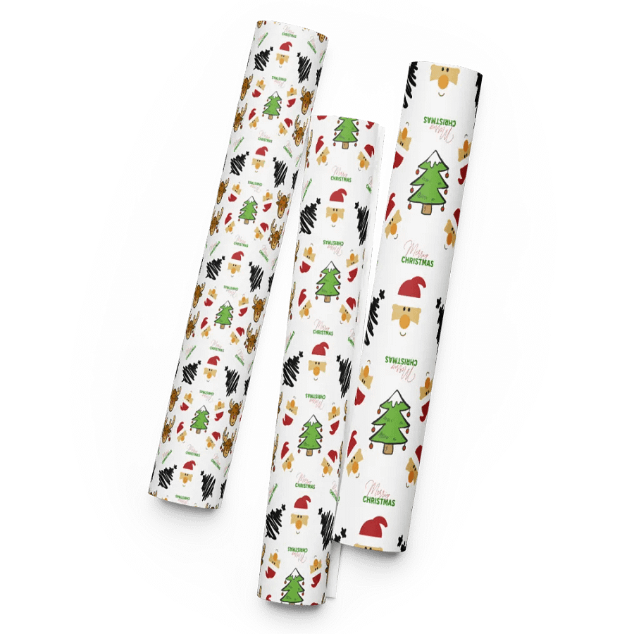 Reindeer, Santa, Christmas Tree Wrapping Paper - White product image (6)