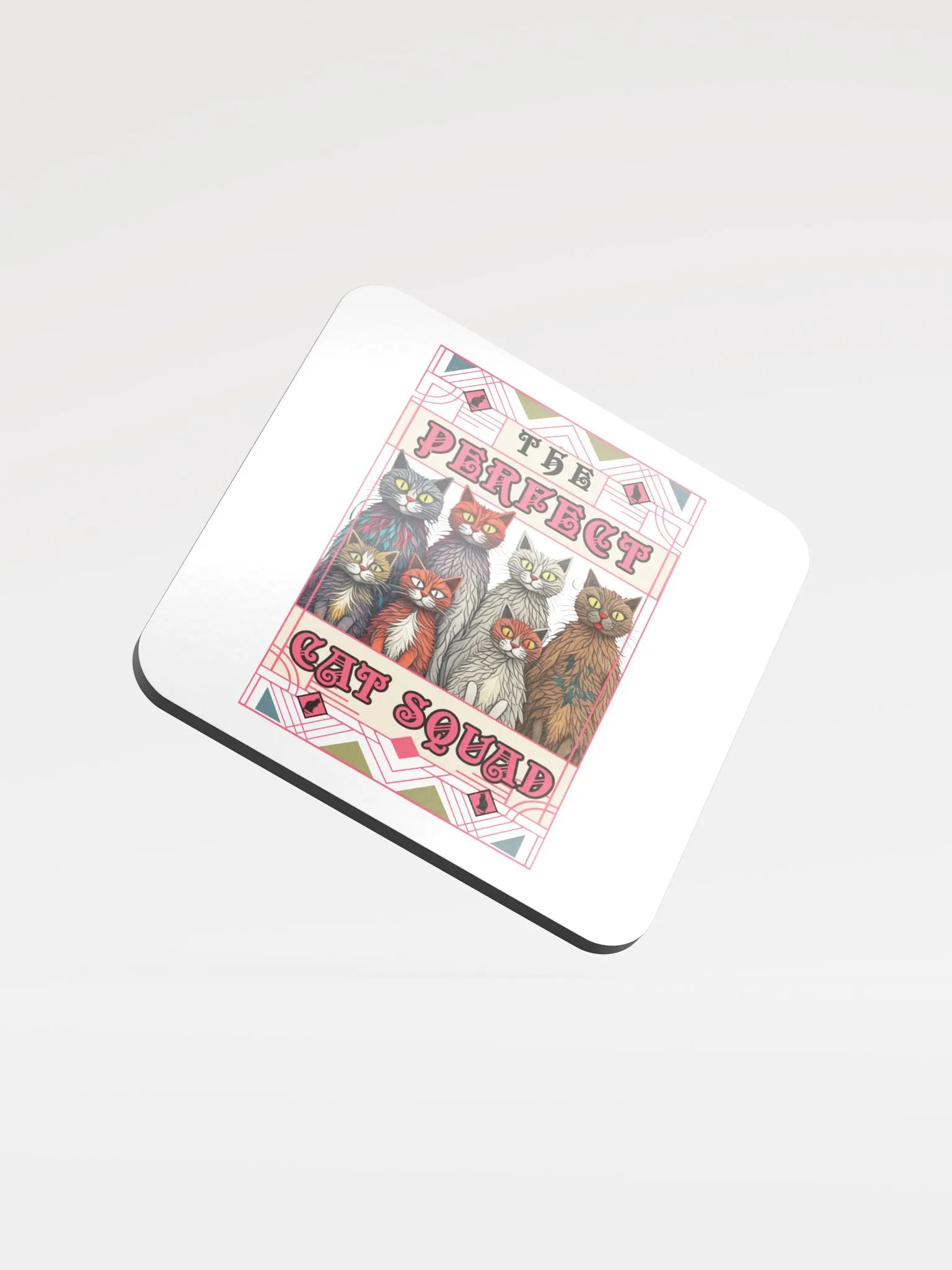 The Perfect Cat Squad Glossed Cork Coaster product image (2)