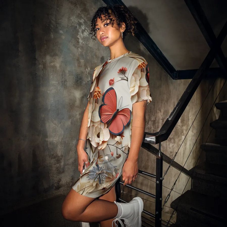 3D-Ditsy-Flowers-Seamless-Patterns T-shirt Dress - V14 product image (3)