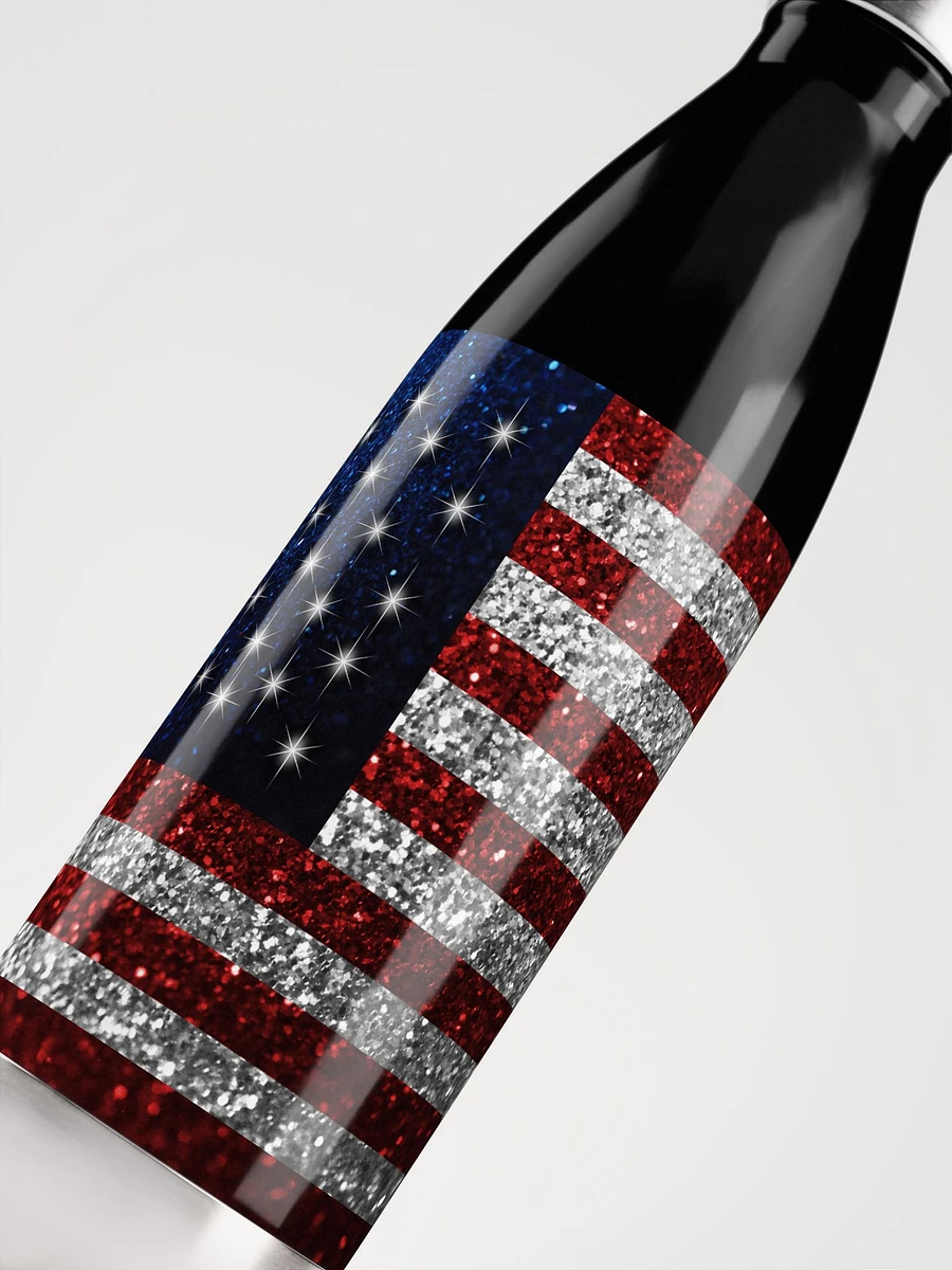 American Flag in Glitter Graphic Stainless Steel Waterbottle product image (5)