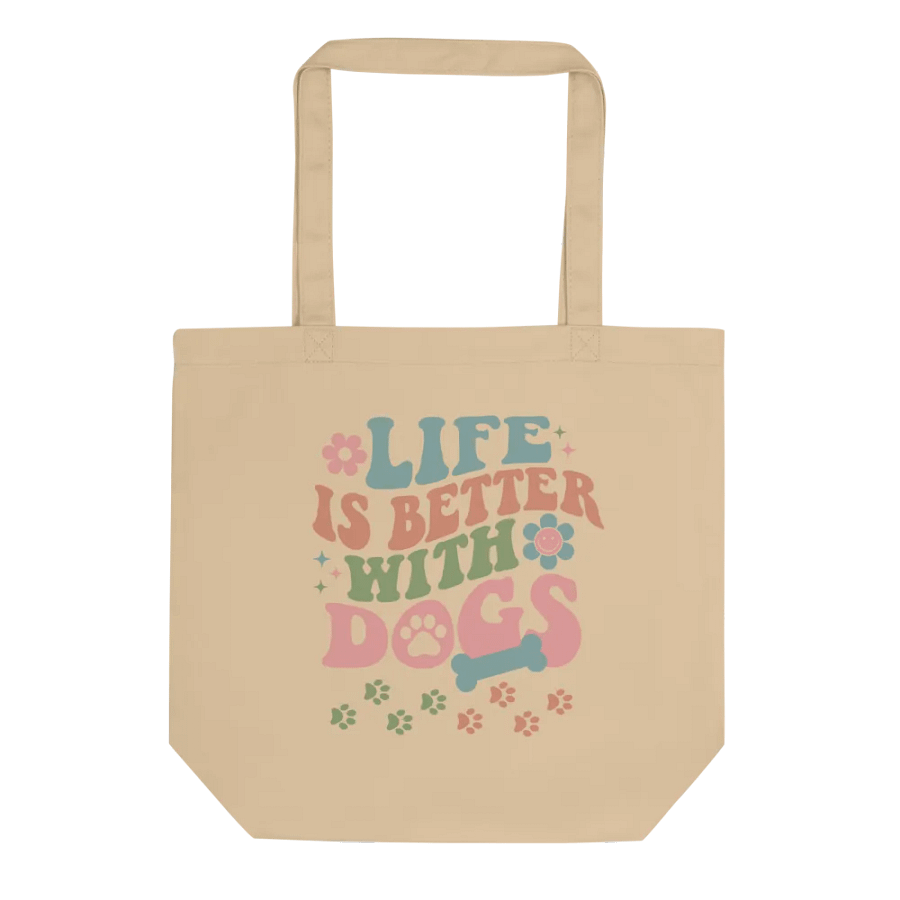 Life is Better With Dogs Retro E-Conscious Ecofriendly Tote Bag product image (2)