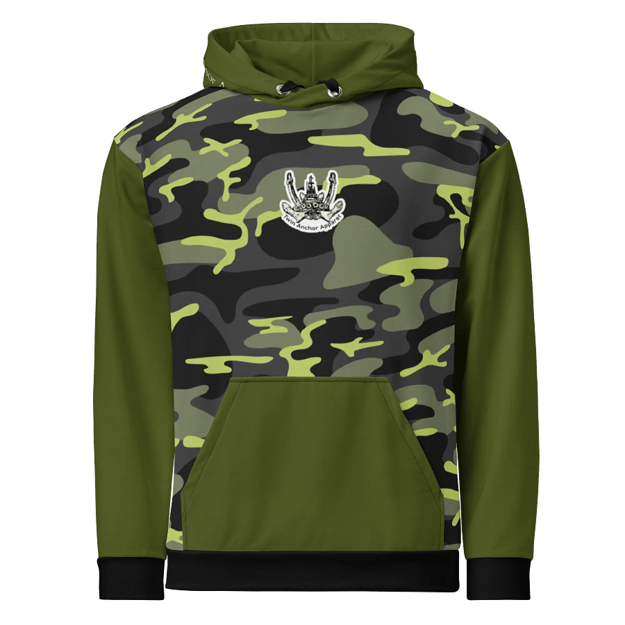 Green & Camouflage Twin Anchor Logo Hoodie product image (1)