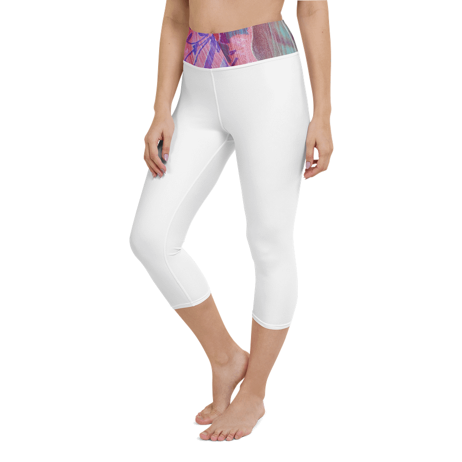 Paradise Breeze White Yoga Capri Leggings product image (6)