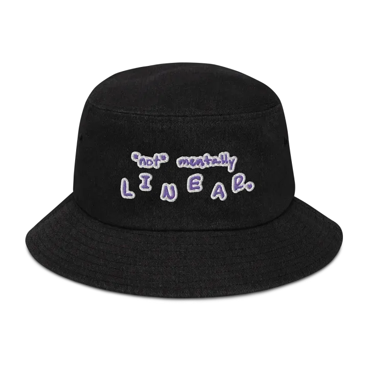 *not* mentally linear (purple bubble design) denim bucket hat product image (1)