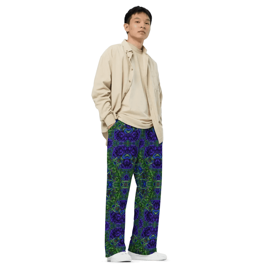 Blue Green Ribbon Kaleidoscope Wideleg Pants product image (3)