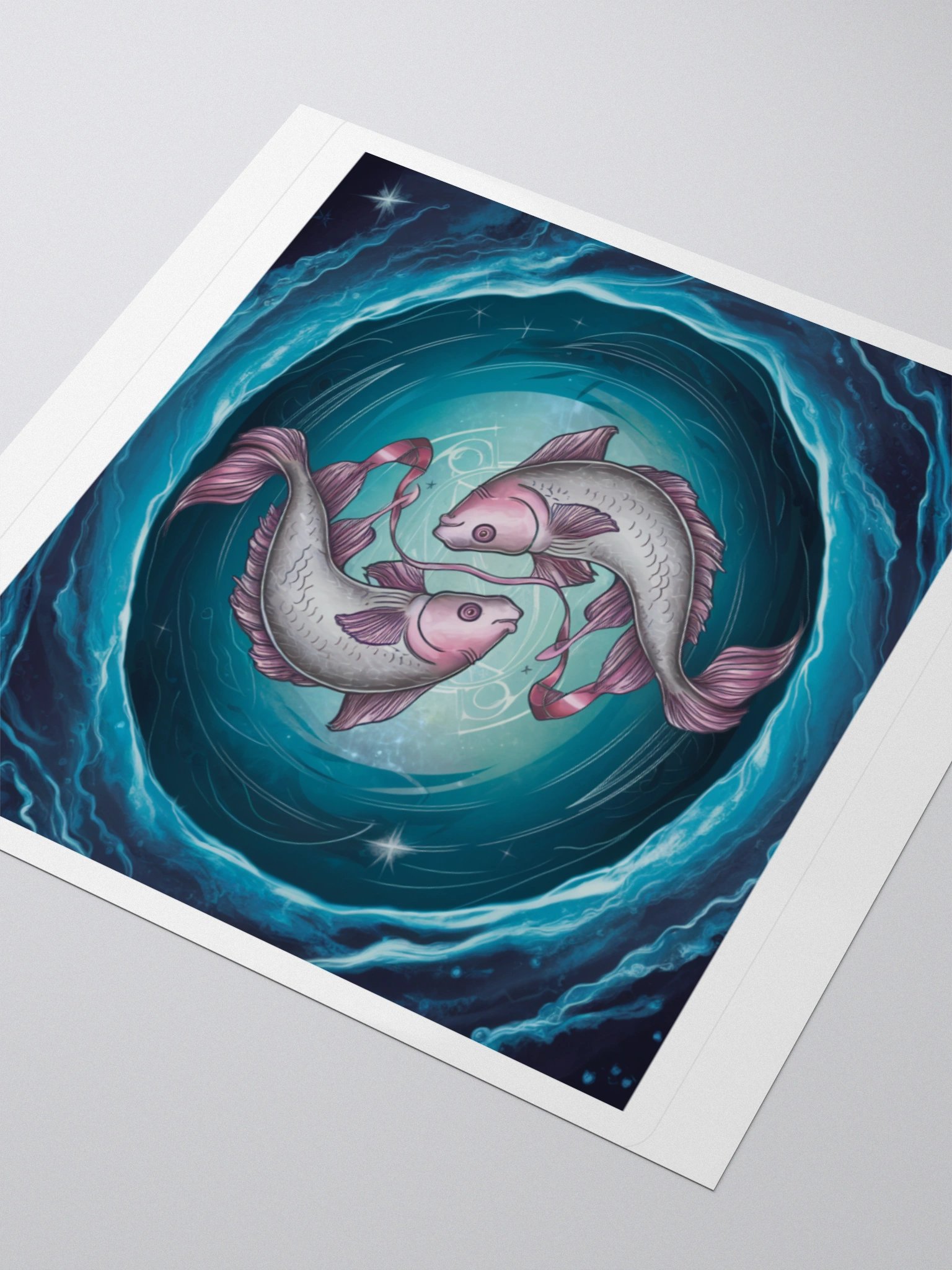 Mesmerizing Pisces Zodiac Sticker - Dual Fish in Celestial Waves, Exclusive Design product image (7)