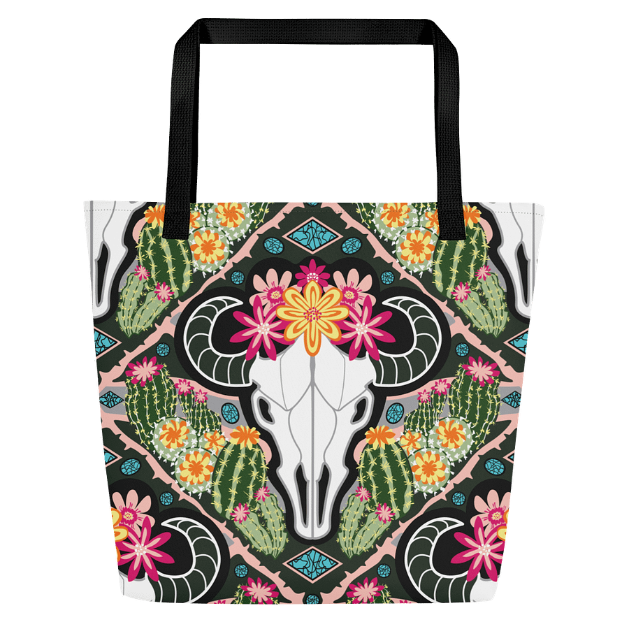 Western Americana Cacti Cow | Illustrated Tote Bag | by Monique Faella Designs™ product image (3)