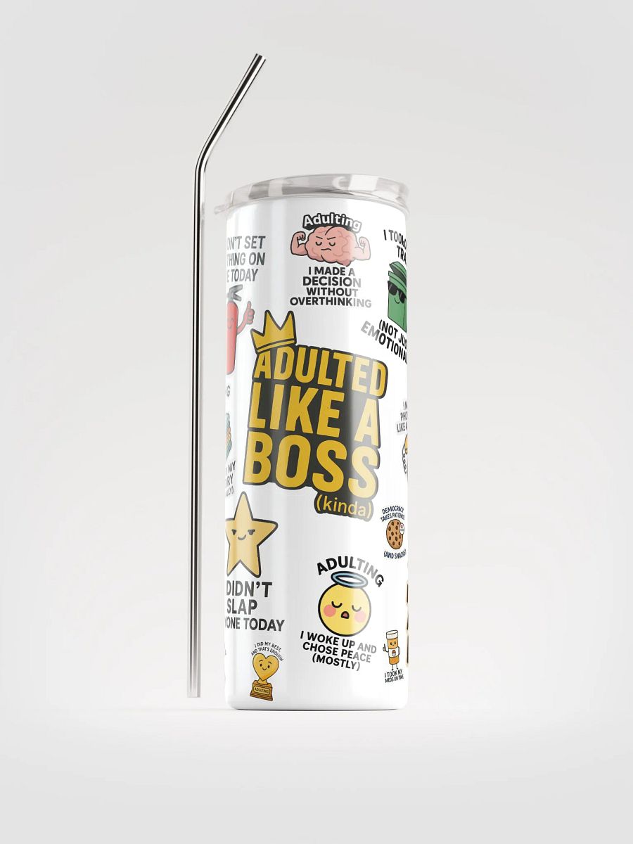 Humorous Adulting Stickers Tumbler product image (1)