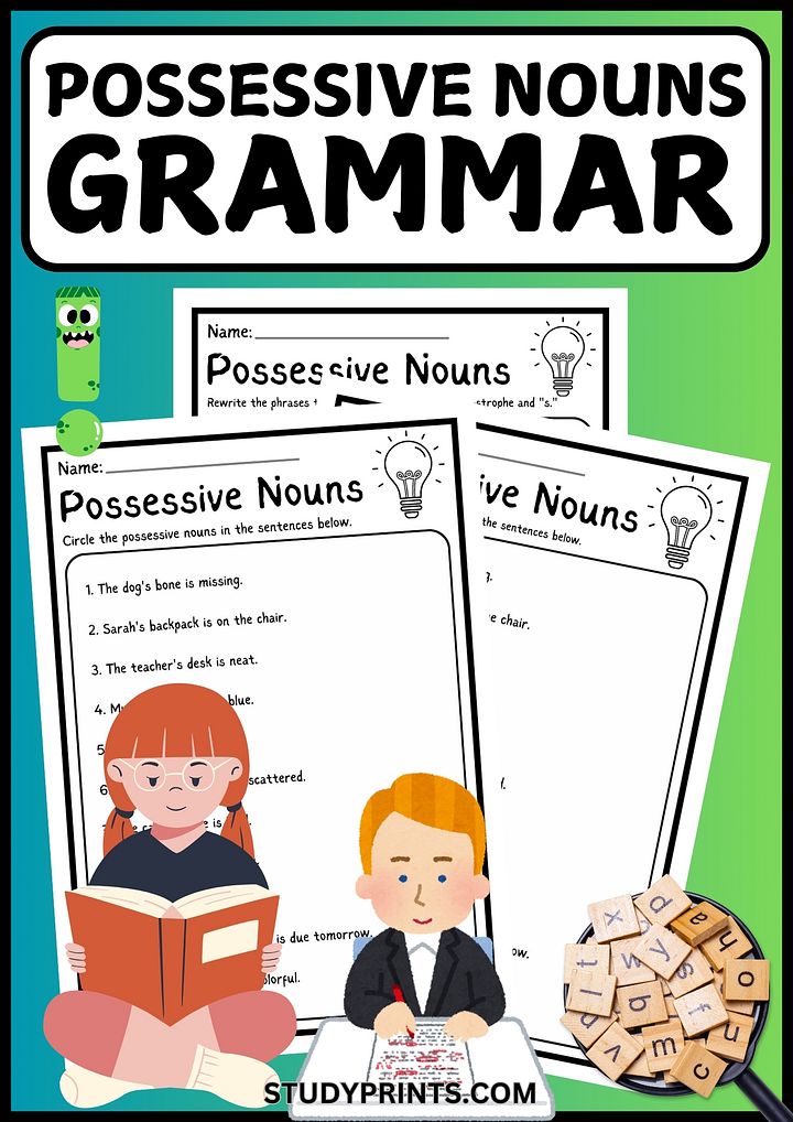 grammar possessive nouns worksheets Printable product image (1)