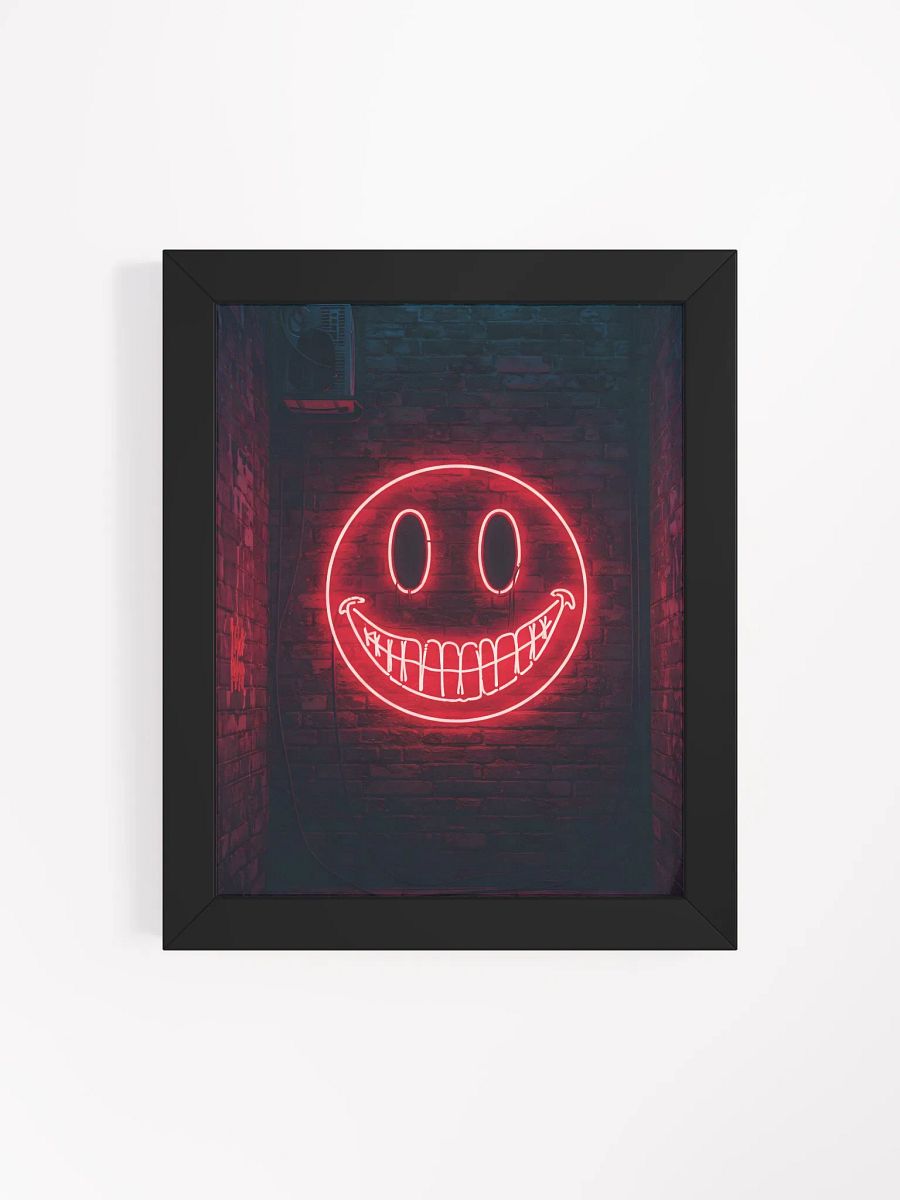 Red Neon Smiley Face Framed Poster product image (43)