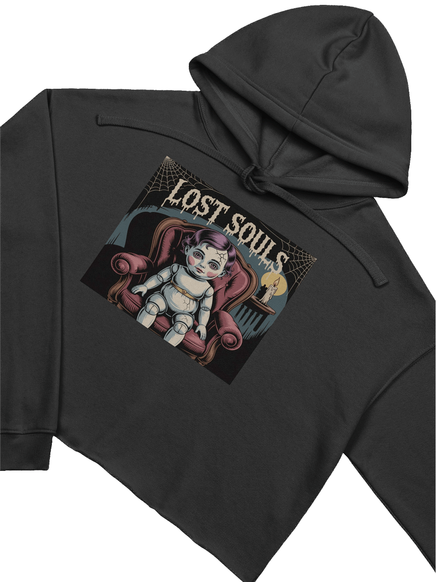 Midnight Veil Designs Women's Lost Souls Crop Hoodie - Black Gothic Fleece, Sizes S-2XL product image (3)