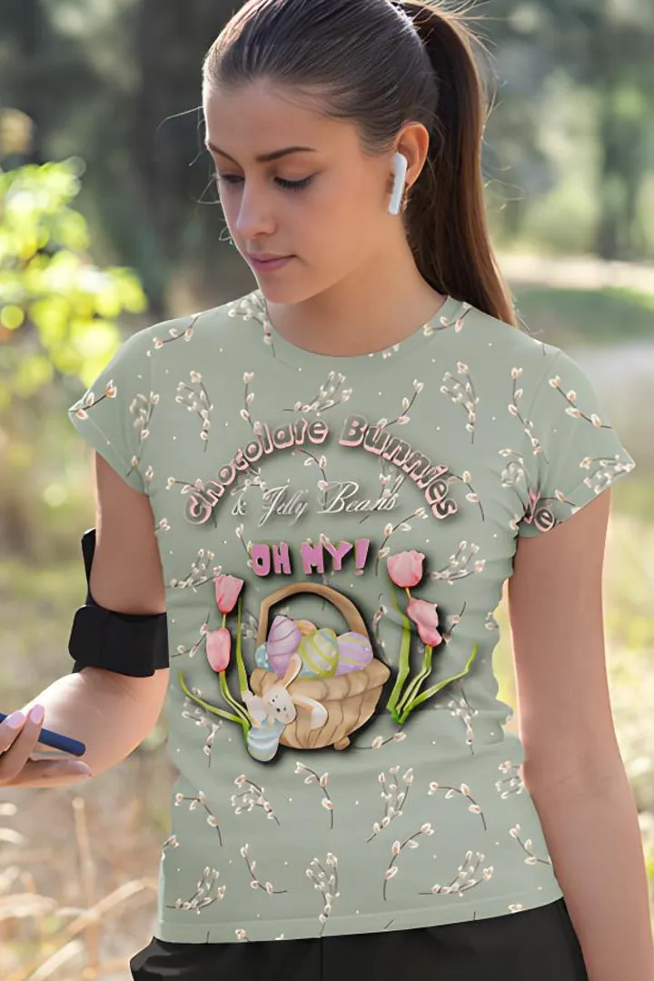 Chocolate Bunnies and Jelly Beans Oh My All Over Print T-shirt product image (1)