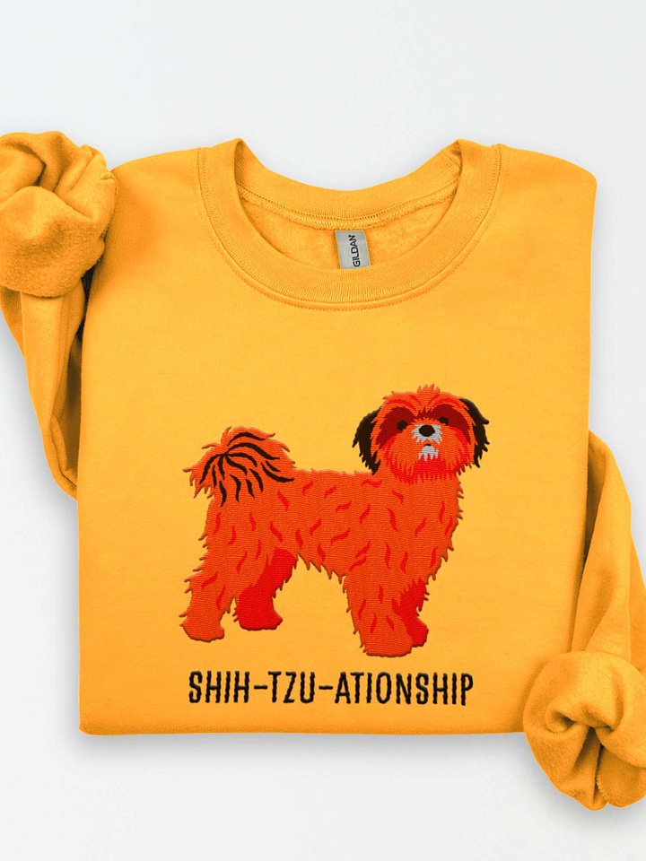 Shih-Tzu-ationship Sweatshirt (Embroidered) of a Shih Tzu(Red) product image (1)
