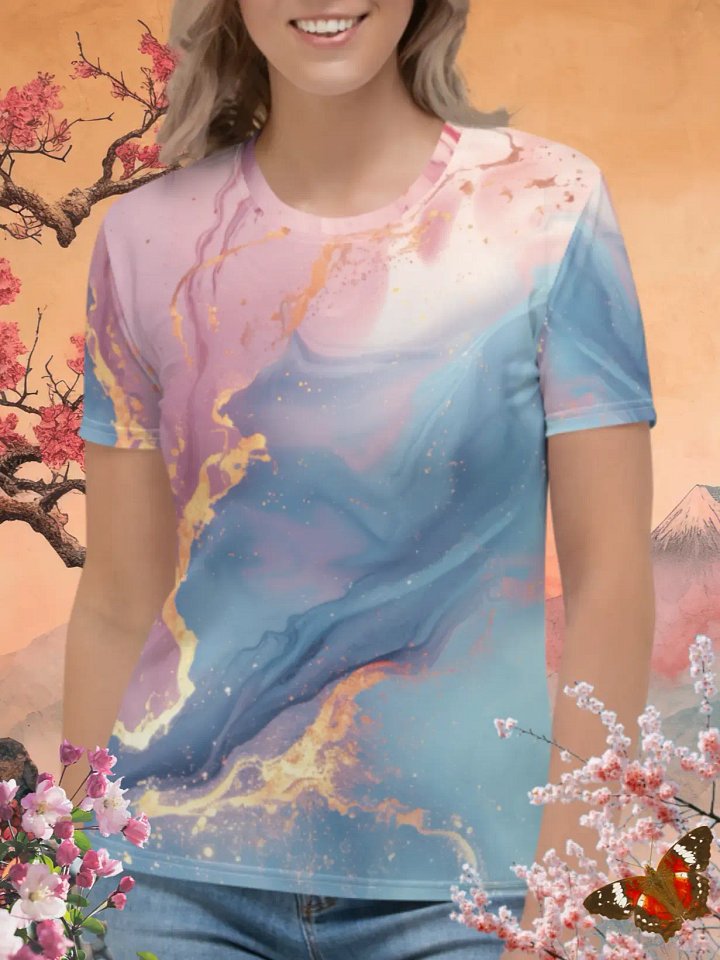 Pink & Blue Marble Print T-Shirt product image (1)