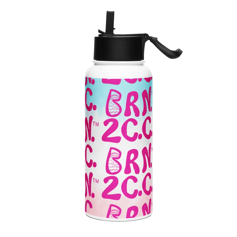 BRN.2C.C.™ | Pink Logo Repeat | Stainless Steel Water Bottle | Iconic Pink, White & Blue product image (3)
