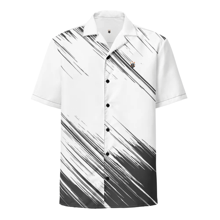 White and Black Abstract Blessed by God Button-up Shirt product image (1)