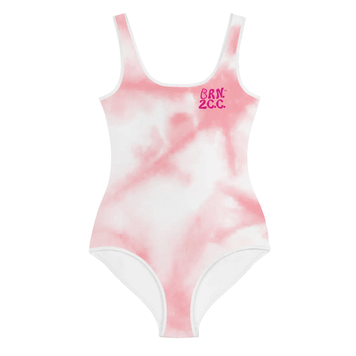 💖Girls' | Youth | BRN.2C.C.™ | Pink & White Tie-Dye Swimsuit 👙| Pink Logos product image (2)