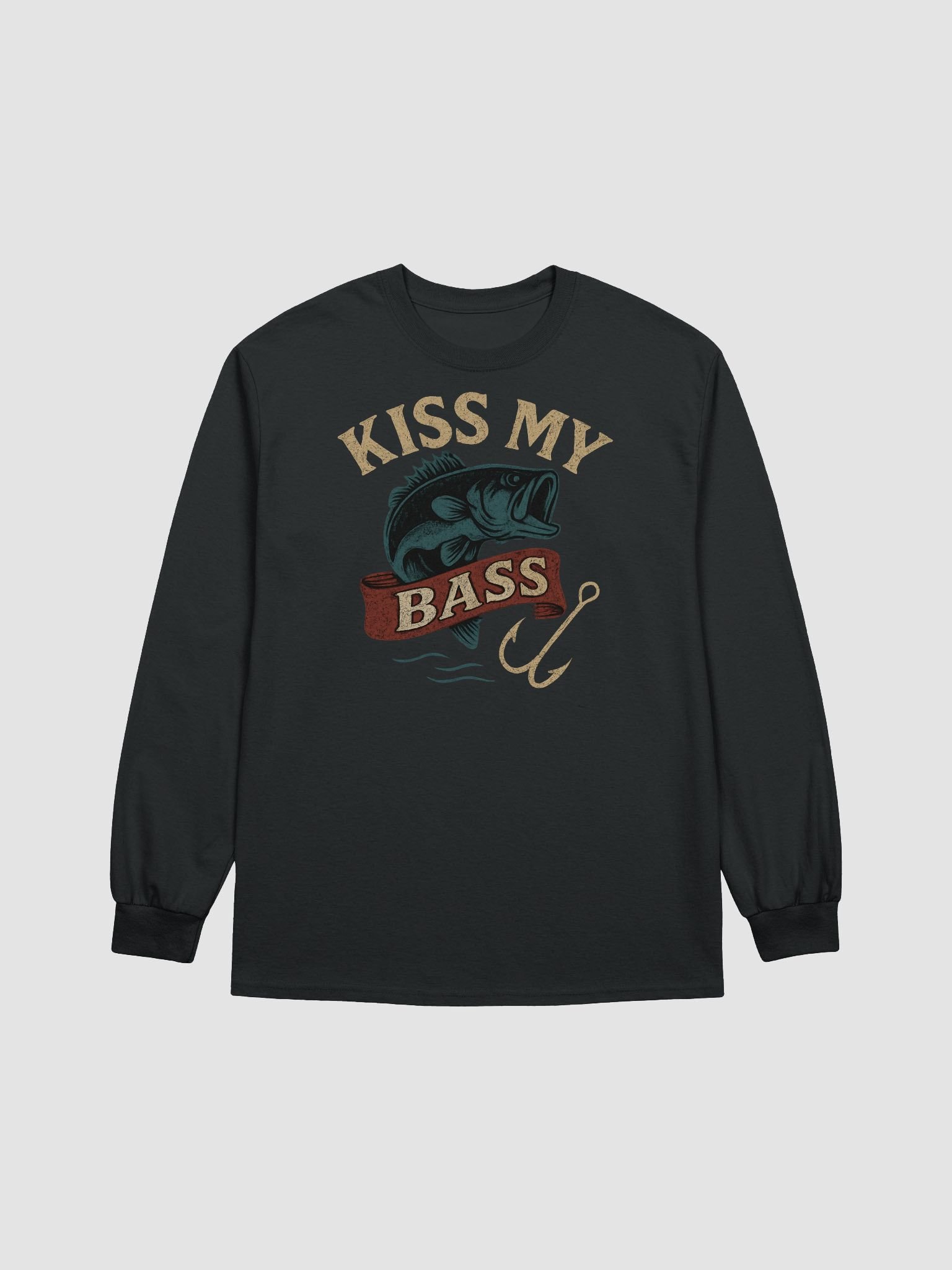 Kiss My Bass Long Sleeve Vintage Fishing Tee product image (1)