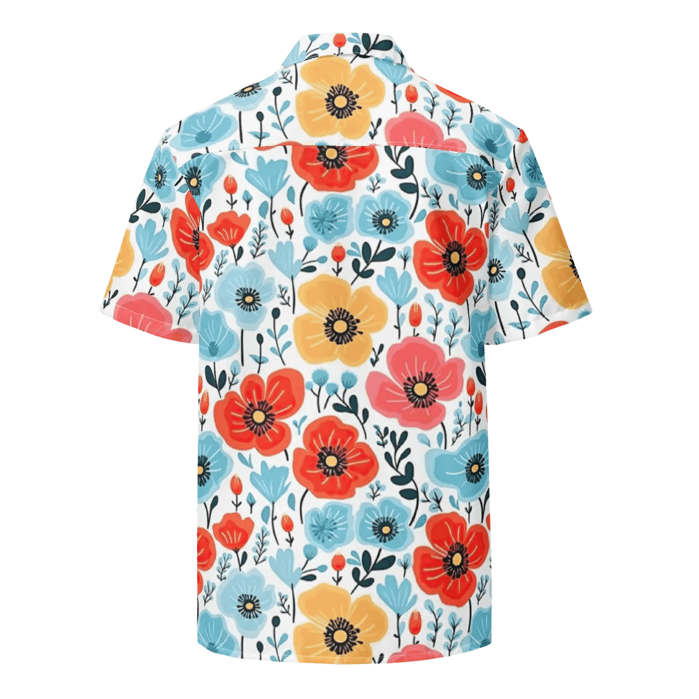 Retro Poppies Blue Red Hawaiian Shirt product image (8)
