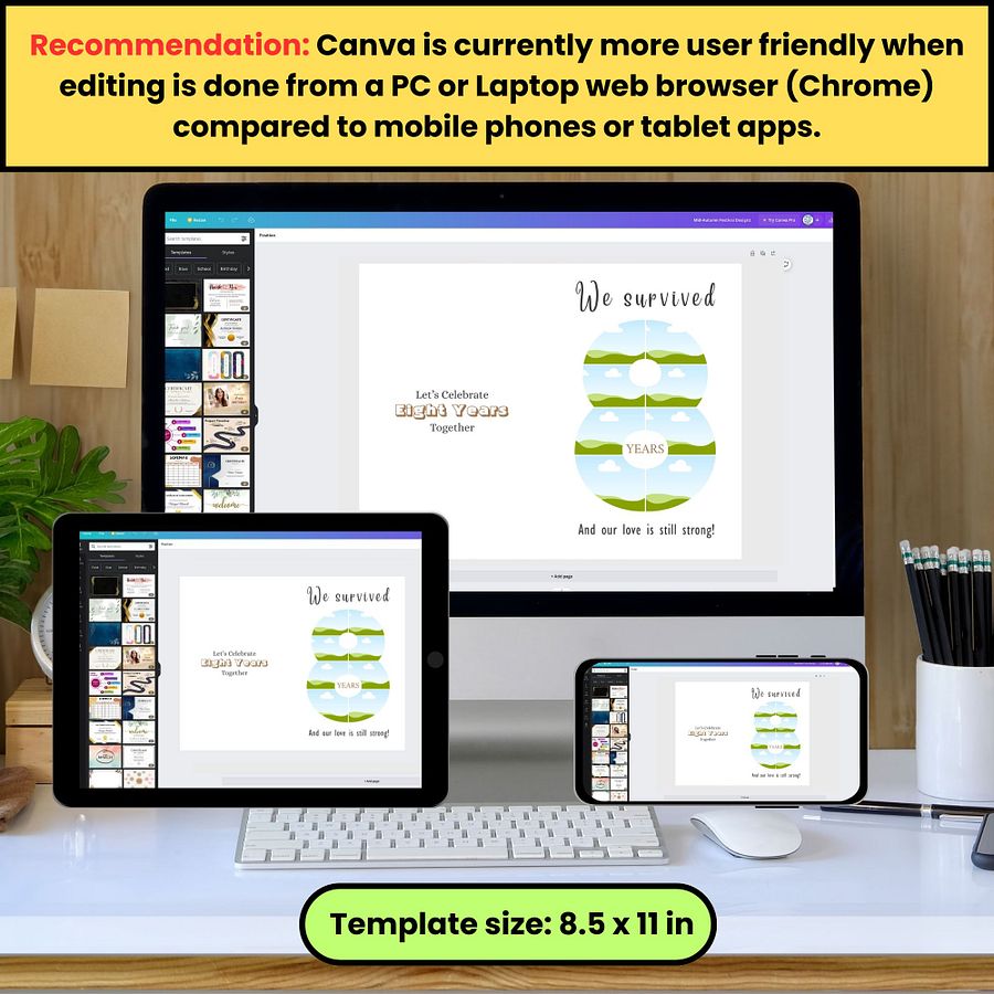 8 Year Anniversary Photo Card Editable Canva Template product image (5)