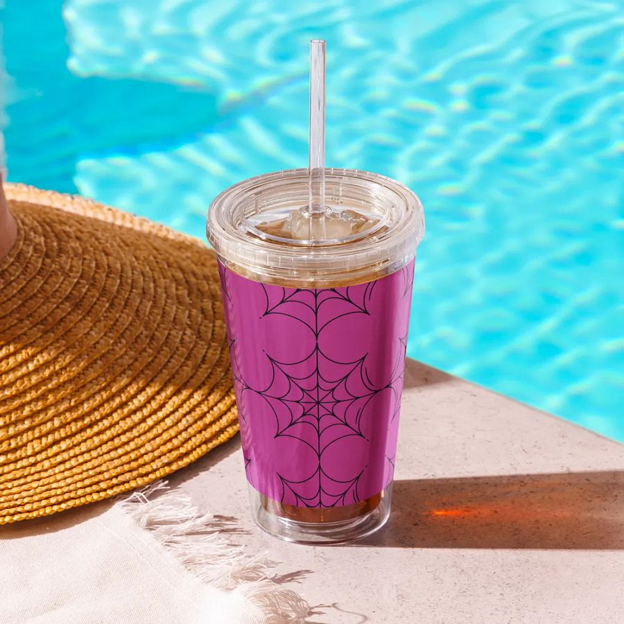 Spooky Spider Web Plastic Tumbler product image (12)