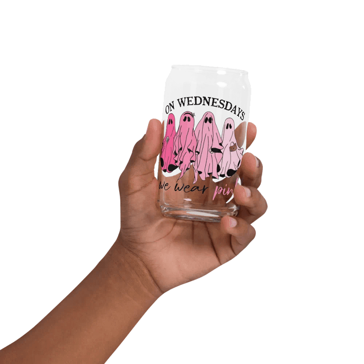 On Wednesdays We Wear Pink Halloween Ghost Glass Cup product image (32)