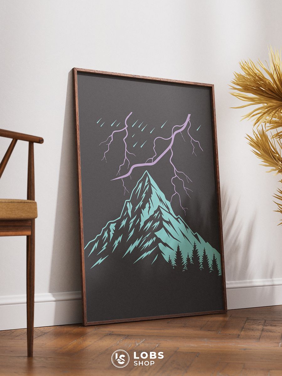 Electrifying Landscape: Stunning Lightning Mountain Wall Art Print – A Must-Have for Bold Home Decor product image (5)