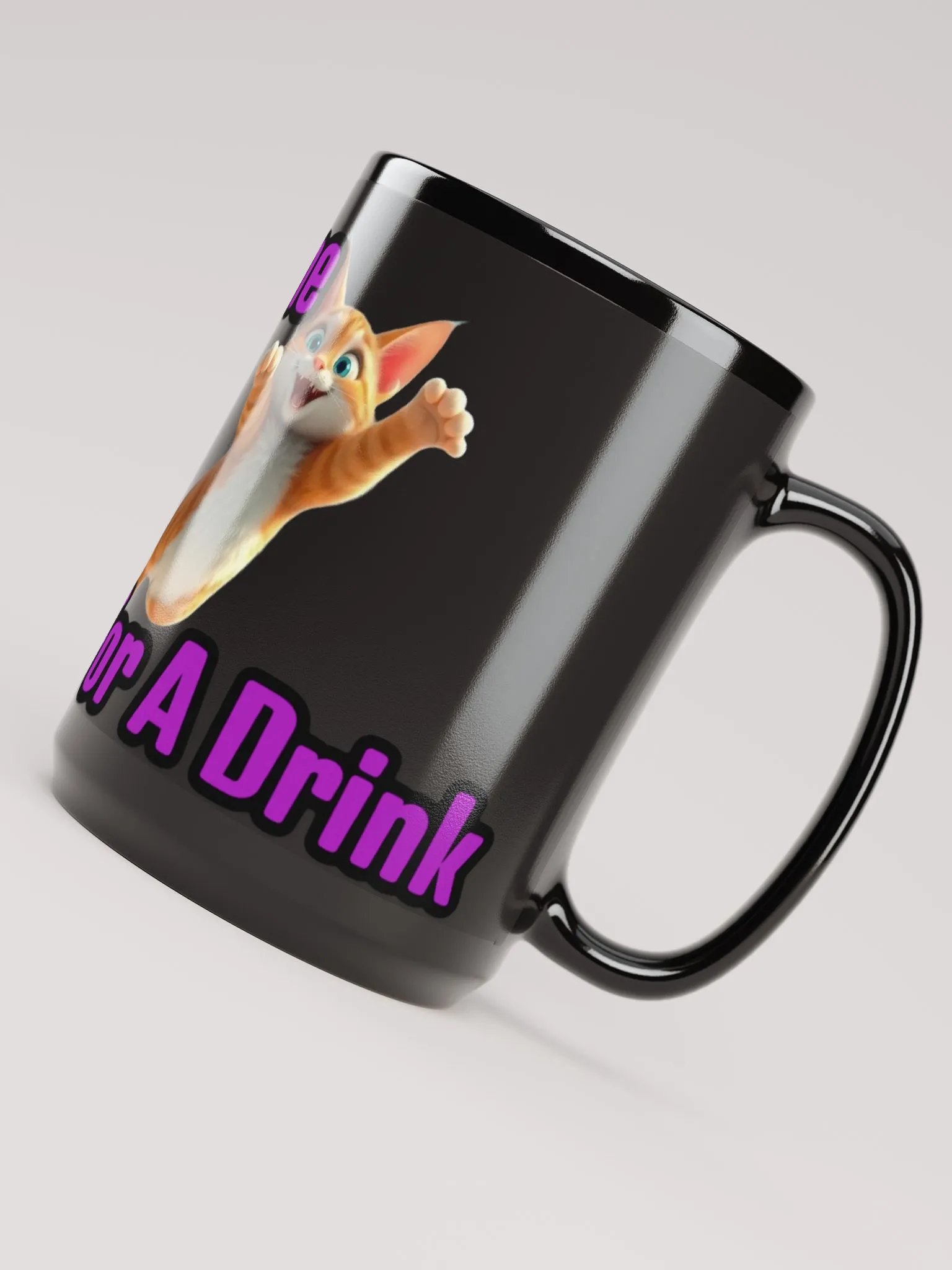 Purrfect Time For A Drink - Black Glossy Mug product image (4)
