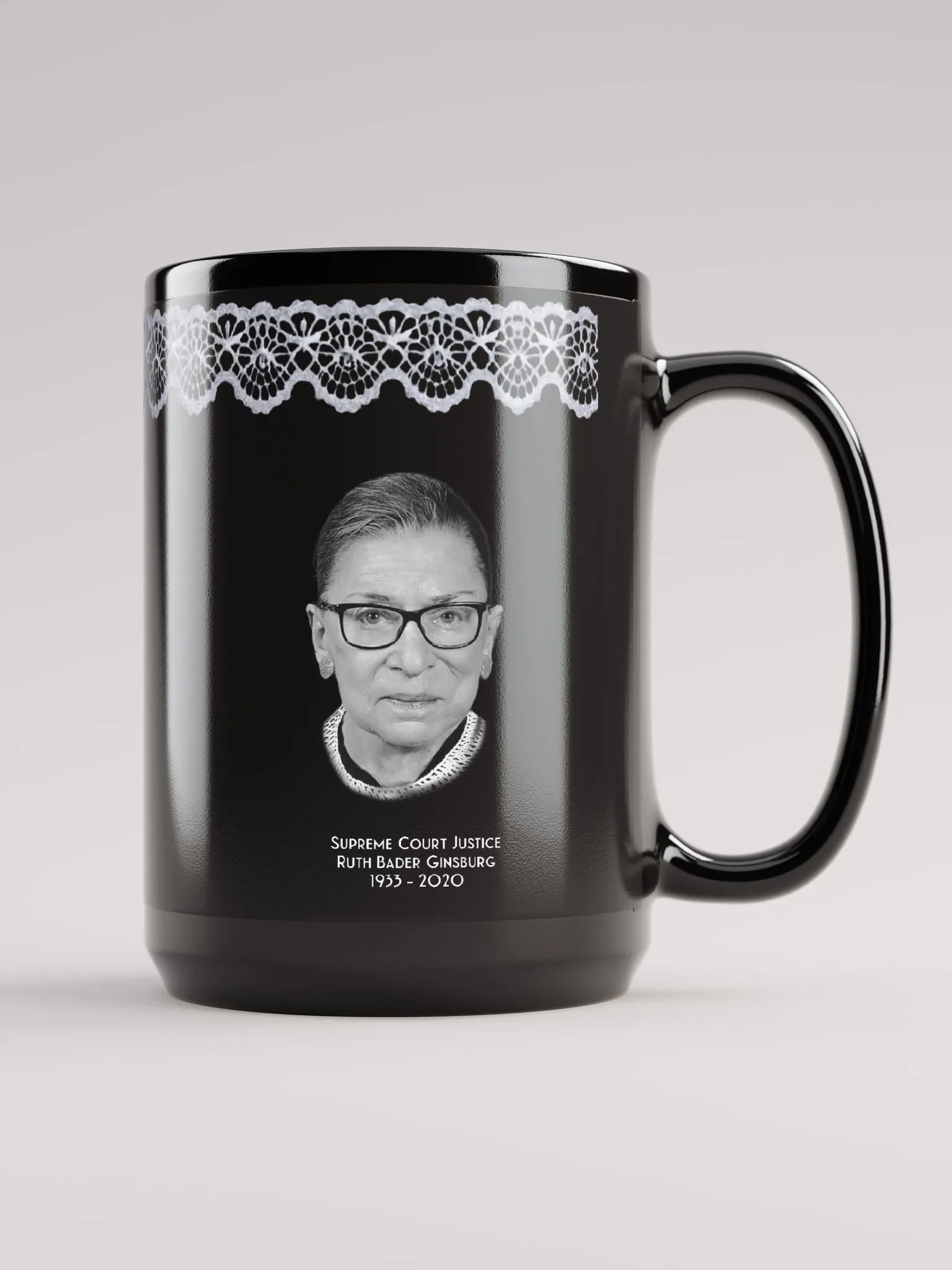 Notorious RBG Black Ceramic Mug, 15 oz product image (1)