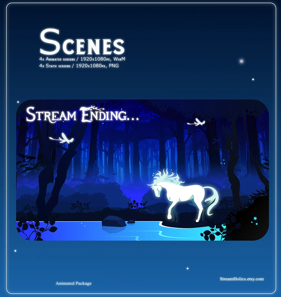 MAGICAL FOREST Stream Overlay Animated Pack, Magical Overlay Animated, Forest Stream Overlay, Horse Stream Overlay Animated, Blue Overlay product image (2)