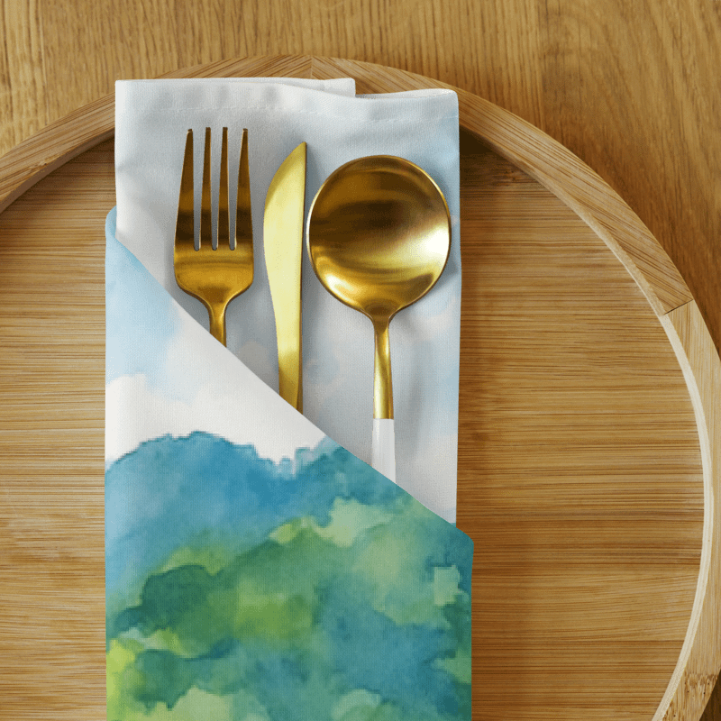 Tropical Coastal Cloth Napkins – Set of 4 | 2 Watercolor Beach & 2 Foliage Print | 20" x 20" product image (3)