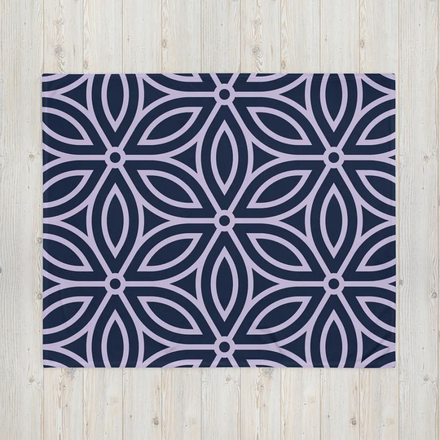 Navy Floral Intricate Blanket product image (5)