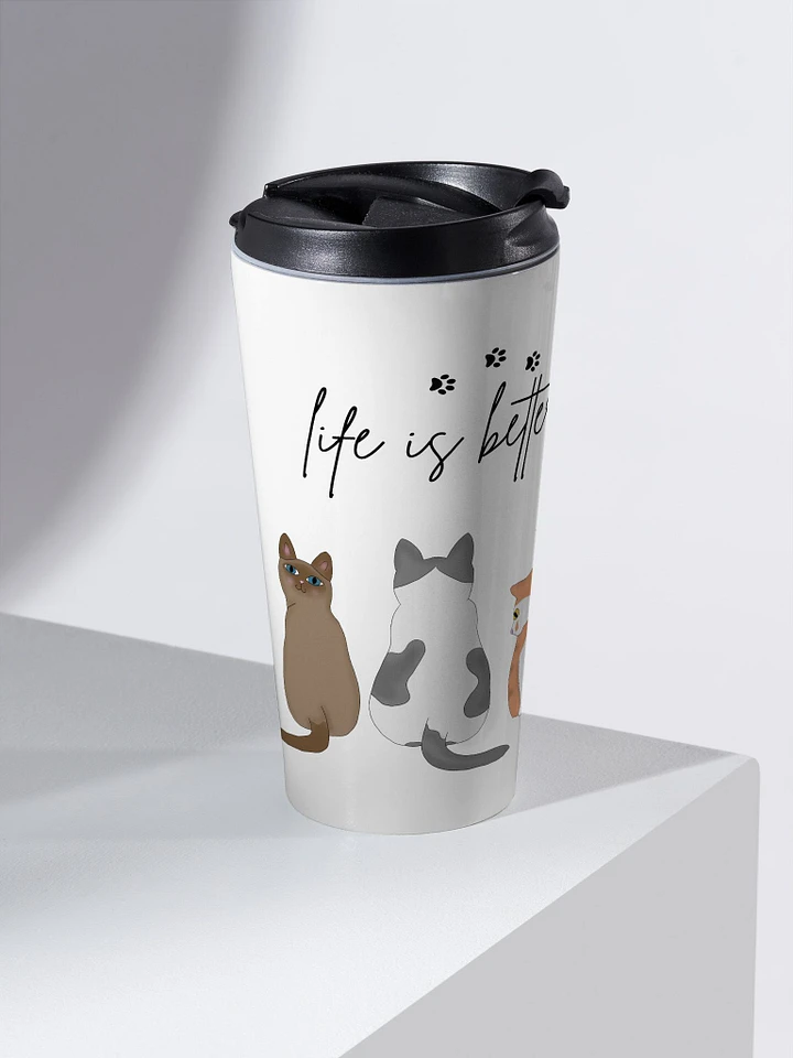 Life Is Better With Cats | Runesy Merch Collection | Stainless Steel Travel Mug product image (2)