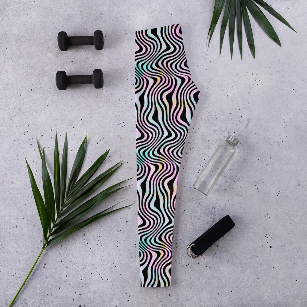 Leggings in wavy pink black and turquoise design product image (2)