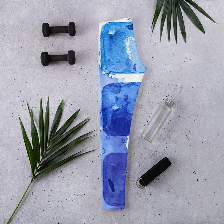 Leggings – Blue Scale Watercolor Print for Artistic & Comfortable Style product image (2)