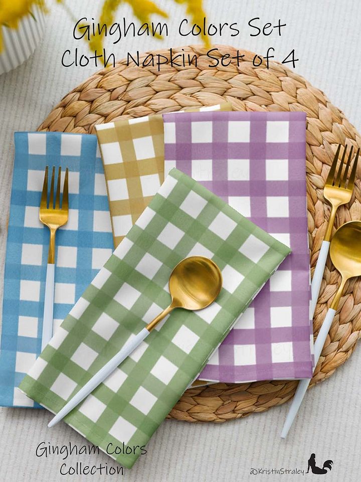 Gingham Colors Set Cloth Napkins Set of 4 product image (1)
