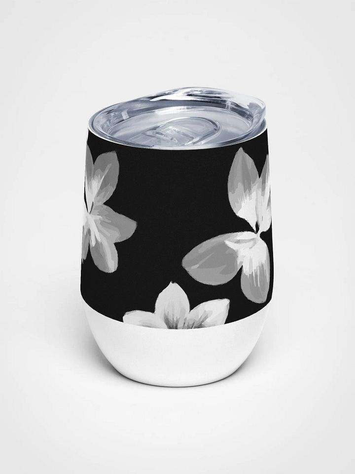 Volcanic Ash Caribbean Flower Print | Wine Tumbler 12oz Double-Wall Vacuum Seal product image (1)