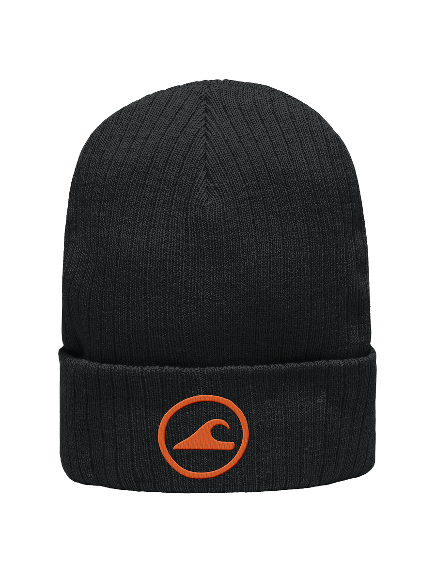 Embroidered Wave Rider Atlantis Ribbed Knit Beanie (Citrus) product image (1)