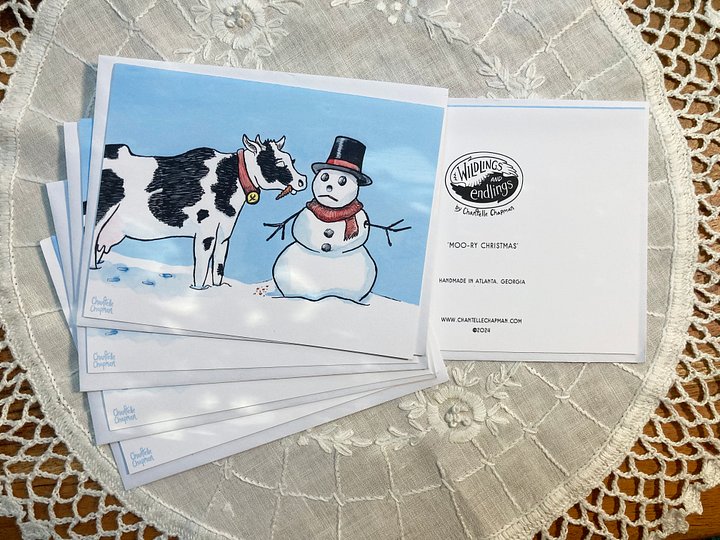 Moo-ry Christmas - Set of 5 A2 Notecards with Envelopes product image (2)