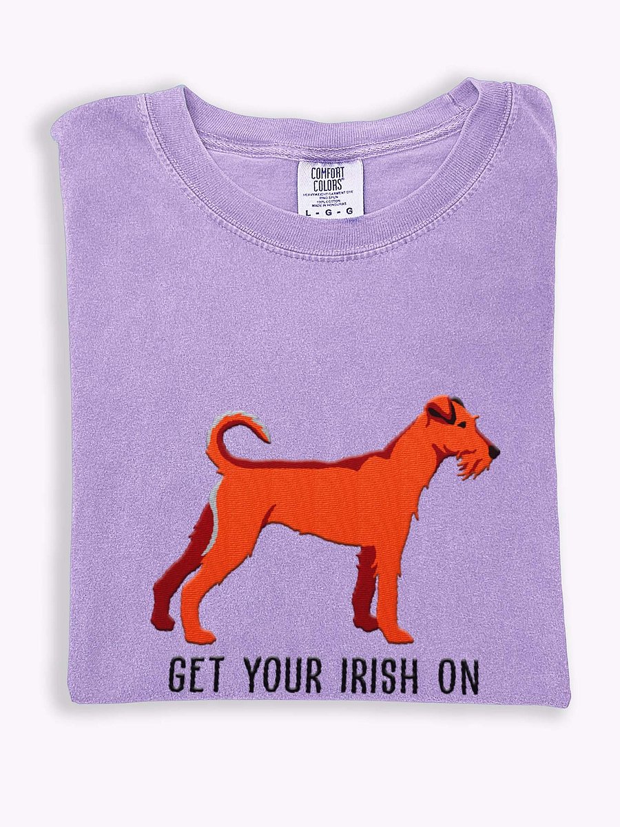 Get Your Irish On T-Shirt(Embroidered) of an Irish Terrier(Red) product image (1)
