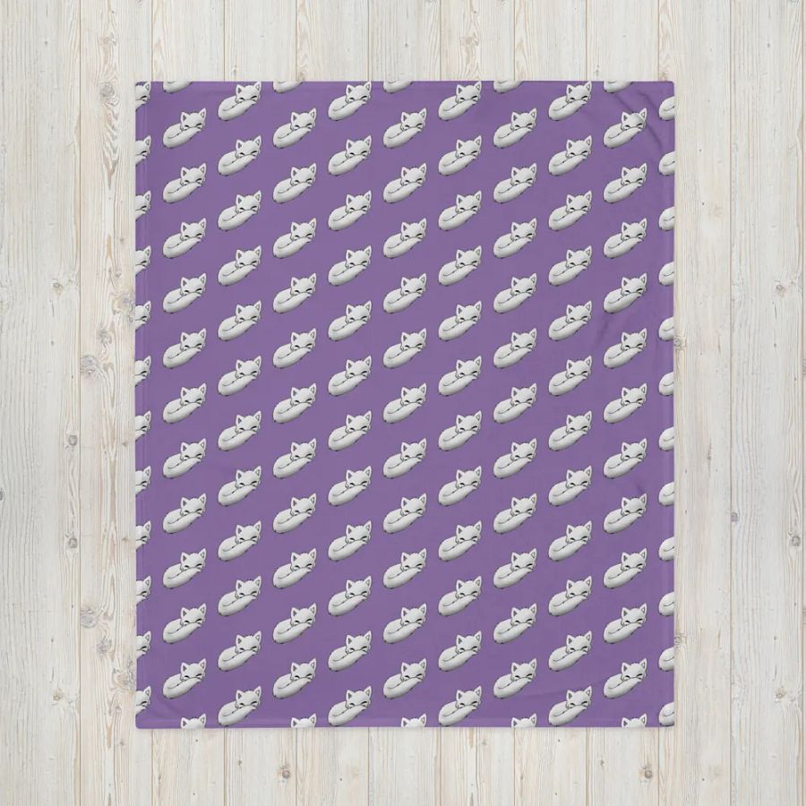Sleepy Fox Throw Blanket with Purple Background product image (4)