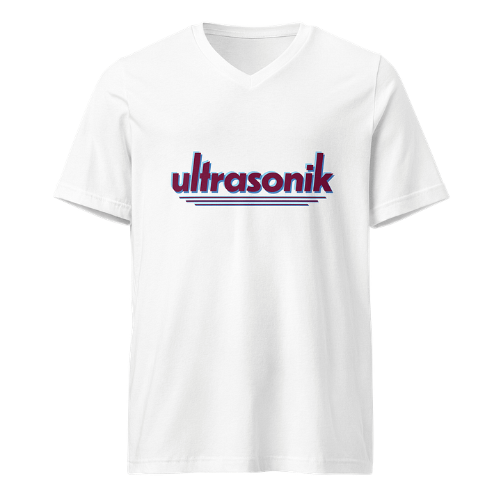 ultrasonik Layered Logo V-Neck T-Shirt (White) product image (1)