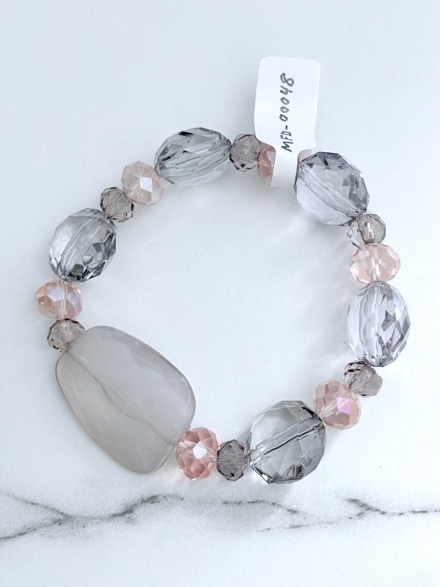 Dusty Rose Elegance | Faceted Glass Bead Bracelet | Handmade 7.5" Coastal Charm | by Monique Faella Designs™ | MFD-00048 product image (7)