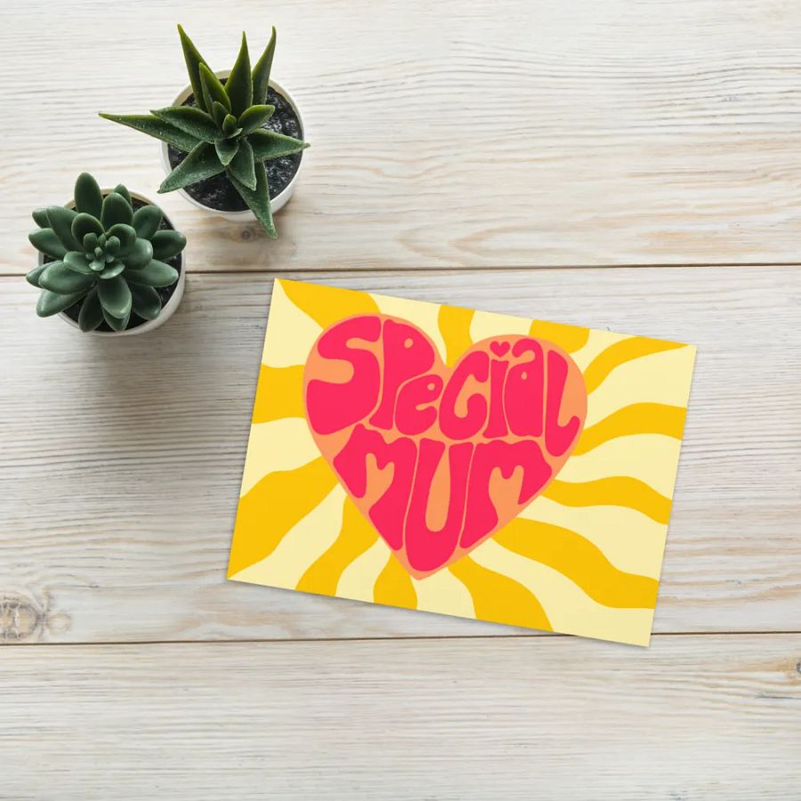 Special Mum sunburst retro landscape greetings card product image (10)